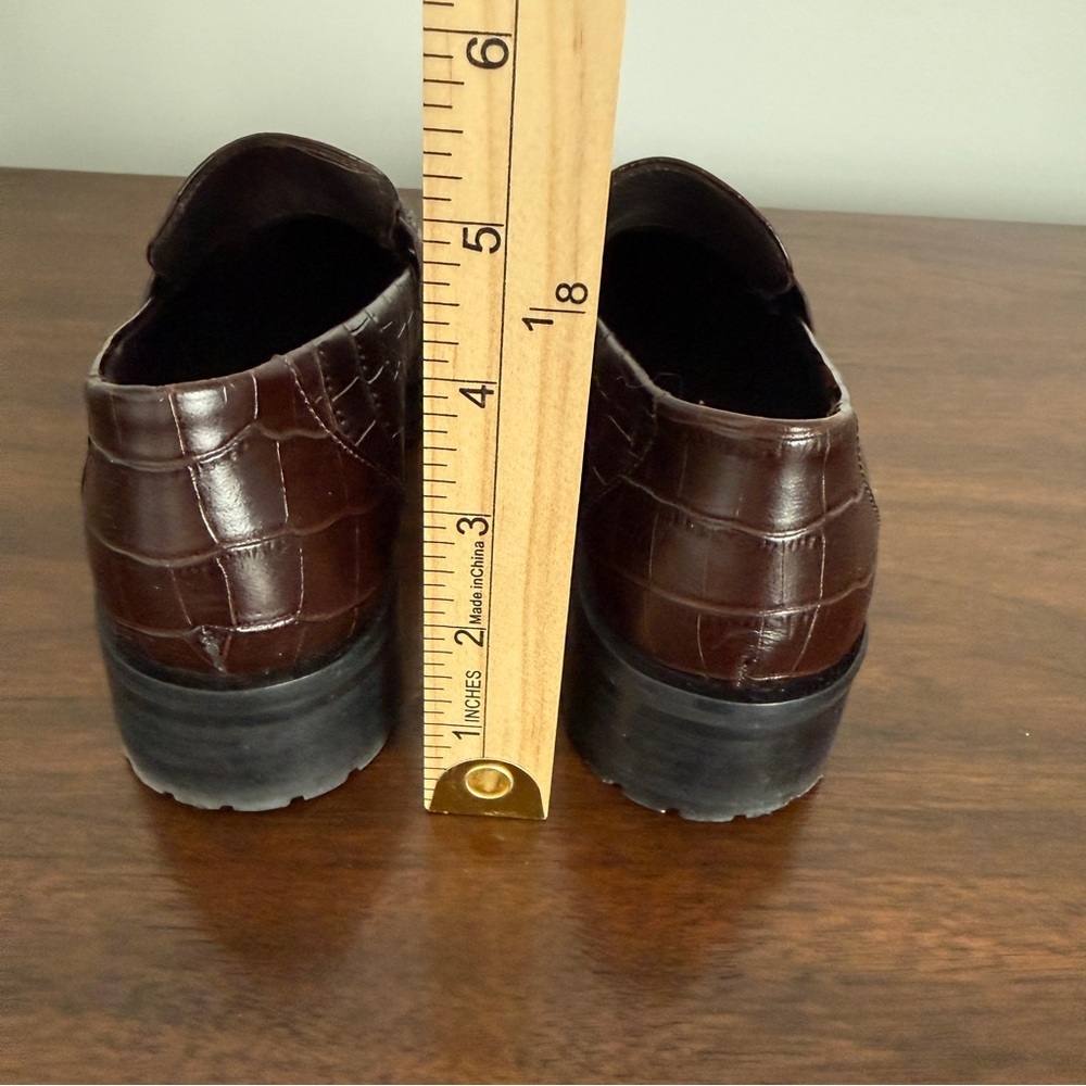 J MCLAUGHLIN MONIKA PENNY LOAFERS BROWN LEATHER CROC LUG SOLE HORSE BIT DETAIL 7 - Picture 8 of 11